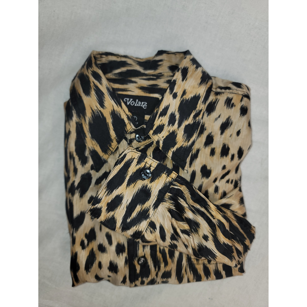 Volare Cheetah Shirt S Mens Print 100% Silk